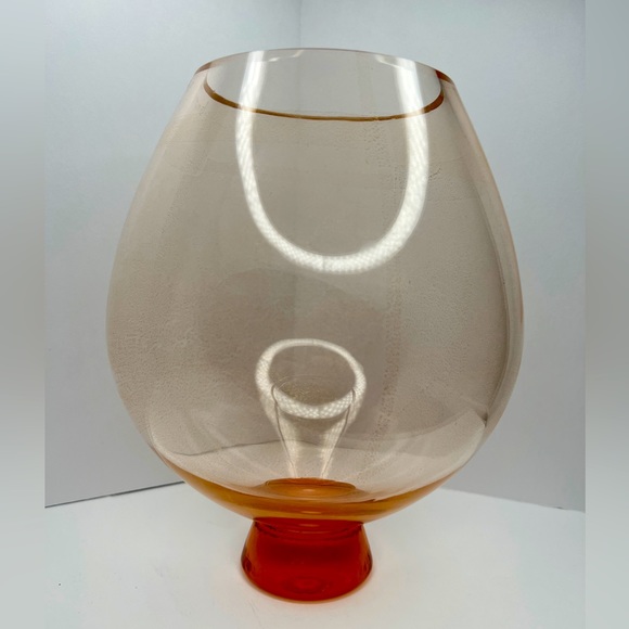 La Murrina Pink & Gold Flecks Glass Vase Brandy Snifter Murano Factory Italy 10” - Picture 1 of 11